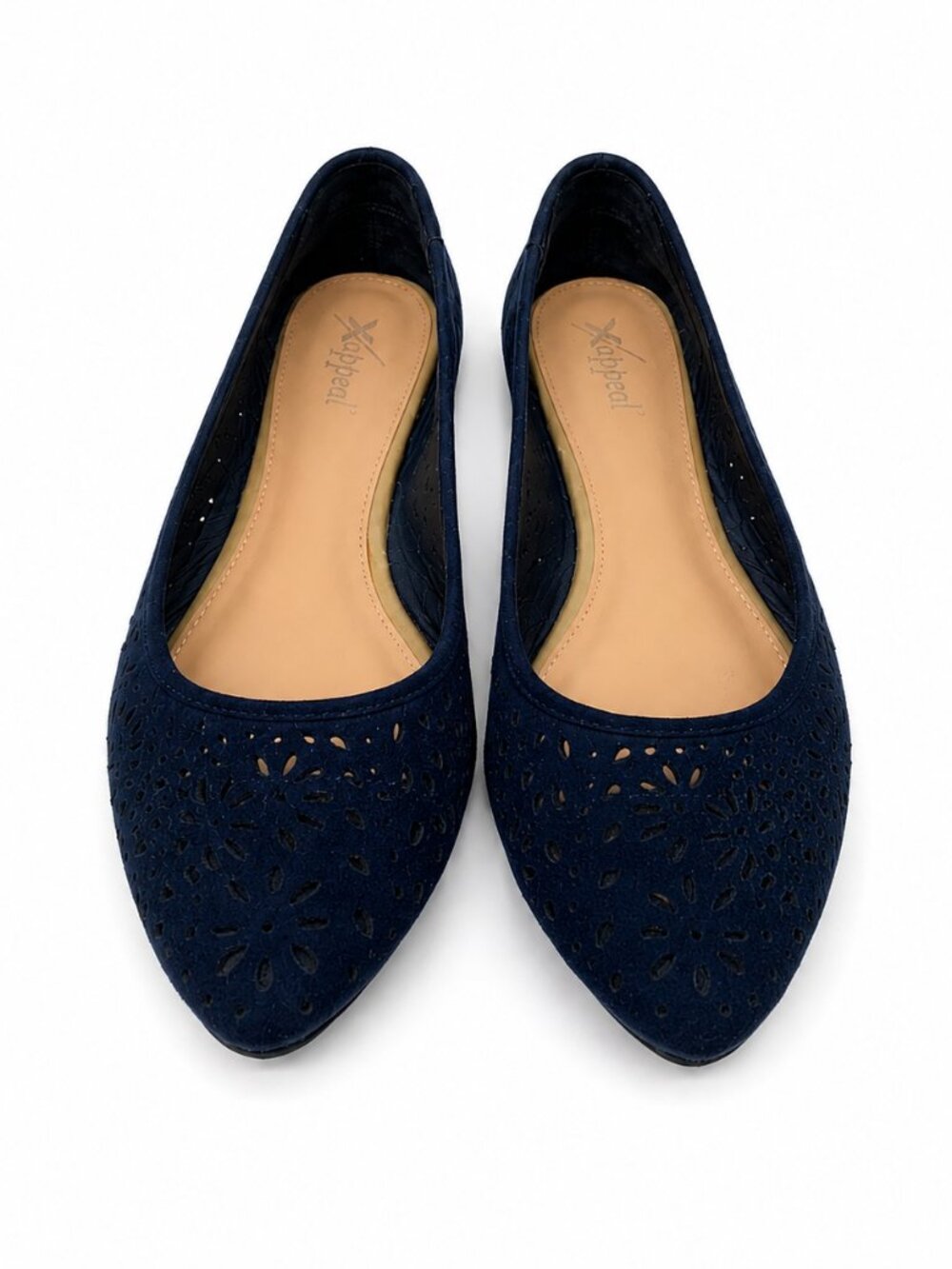 💙Navy Blue Xappeal Ballet Flats | Laser Cut Pointed Toe Flats